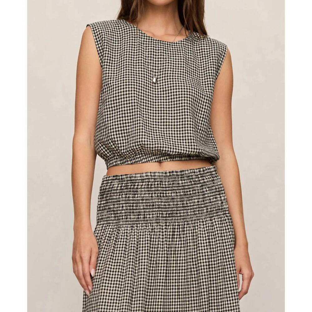 NEW Z SUPPLY merit gingham top in black, white - Picture 1 of 6